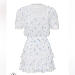 LoveShackFancy Leighton Ballad Blue Mini Dress